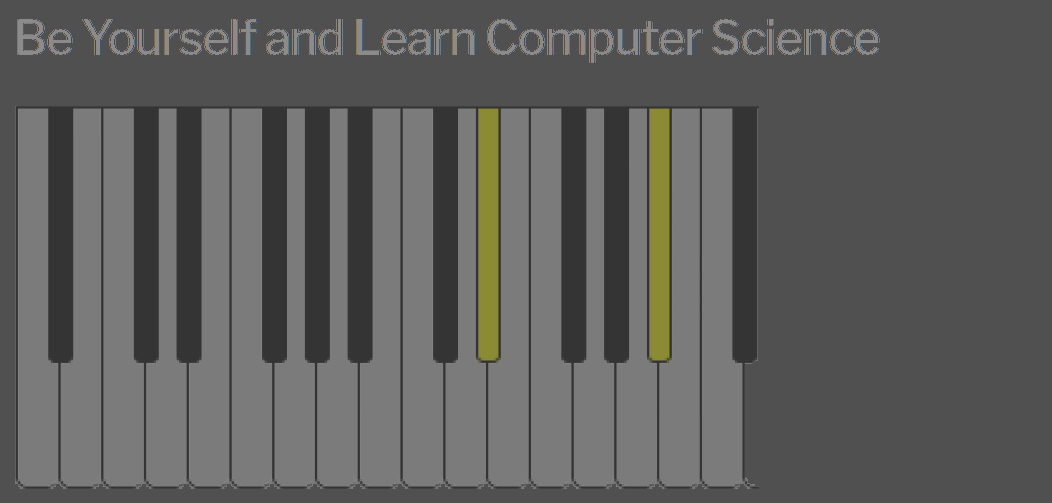 Image of piano entitled, Be Yourself and Learn Computer Science