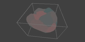 Picture of a molar in a wireframe box with different segments highlighted in different colors